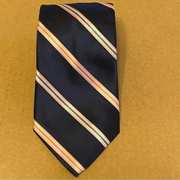 Croft & Barrow Repp Necktie 100% Silk Men’s Pink Blue Striped - Picture 1 of 8